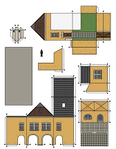ocuklar iin hazr ev model maketi ablonu, paper craft model house